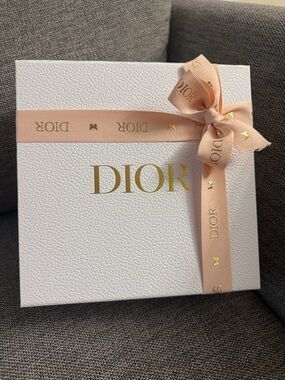 Dior White Empty Square Gift Box Peach Ribbon Paper Holiday Birthday Authentic